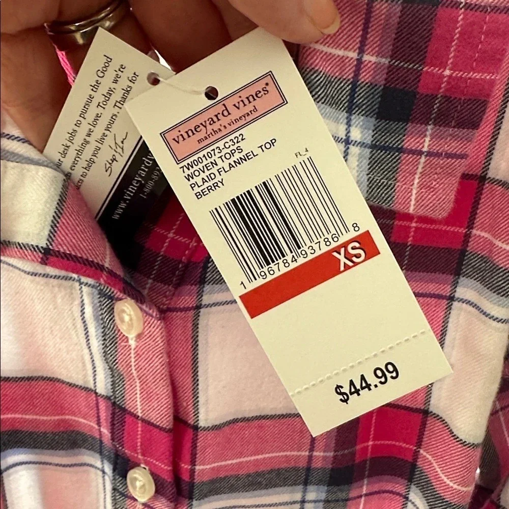 Vineyard Vines‎ Kids Plaid Flannel Ruffle Shirt Berry Size XS